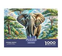 African Elephant Jigsaw Puzzles Puzzles for Adults Kids. 1000 Pieces Impossible Challenge Toy Educational Game Home Decoration for Educational Games Gifts 70x50cm/1000pcs