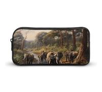 African Elephant Large Pencil Case Big Capacity Pencil Pouch Pen Bag Marker Pen Case for Women Men