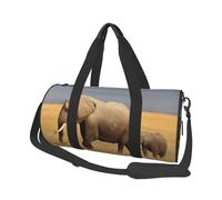 African Elephant Large Round Travel Duffel Bag,Extra Large Capacity Foldable Gym Bag with Removable Shoulder Strap,Durable Canvas Carry-On Bag for Sports