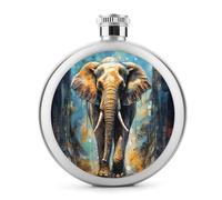 African Elephant Liquor Flask for Women, Stainless Steel Wine Flask, Wild Animals Hip Flasks for Liquor, Portable Leakproof Liquor Flask for Drink Bar Beach BBQS and Outdoor,Capacity 5 Oz