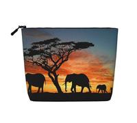 African Elephant Multi Functional Single-Layer Linen Makeup Bag - Fashionable and Practical Cosmetic Storage Bag