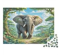 African Elephant Paper Elephant in Enchanted Forest Path Jigsaw Puzzle Set Mind Stimulating Secret Santa Gift 70x50cm/1000pcs
