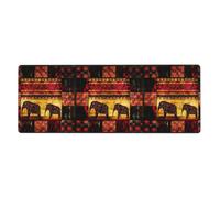 African Elephant Patchwork Desk Protector Mat, Extra Large and Durable Desk Pad with Non-Slip Backing for Home Office Use