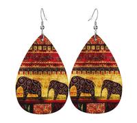 African Elephant Patchwork Holiday Earrings For Women, Festive Star Drop Earrings, Chic Dangle Jewelry For Celebrations