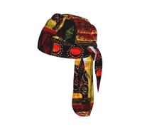 African Elephant Patchwork Print Cycling Headwrap Under Helmet Skull Cap Sweat Wicking Quick Dry for Patriotic Event Gift