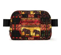 African Elephant Patchwork Print Fanny Packs for Women Cross Body Bag Waterproof Belt Bag with Adjustable Strap and Zipper