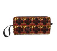 African Elephant Patchwork Print Foam Padded Cosmetic Case Simple Organizer Pouch Lightweight Travel Bag for Space Saving