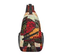 African Elephant Patchwork Print Sling Backpack for Men and Women Crossbody Shoulder Bag Chest Bags for Travel Outdoor Sports Hiking Cycling Hiking