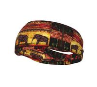 African Elephant Patchwork Print Sweatbands Sports Headband For Men & Women,For Running Fitness Yoga Cycling,Sweat Wicking Non Slip