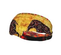 African Elephant Patchwork Print Sweatbands Sports Headband For Men Women,Sweat Wicking Non Slip,Durable Long-Lasting