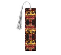African Elephant Patchwork Print Wooden Bookmark Bookmarks with Tassels Book Marks for Reading Hardcover Books Notebooks