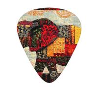 African Elephant Patchwork Printed Guitar Picks 12-Piece Set - Comfortable, Versatile Plectrum for All Guitar Styles & Players