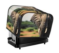 African Elephant Print 4-Slice Toaster Cover Dustproof Waterproof Kitchen Appliance Shield Daily Usability