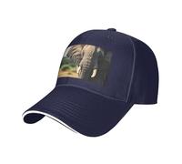 African Elephant Print Adjustable Size Sandwich Baseball Cap Breathable Unisex Casual Hat Daily Use Sport Navy Blue