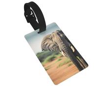African Elephant Print Bag Tags for Luggage, Waterproof PVC Travel Tags for Suitcases Travel Bag Tag with Name Label