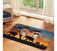 African Elephant print Cats Pet Bowl Placemat Pet Feeding Mats for Dogs, Non-Slip PU Leather Tablecloth for Pets