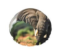 African Elephant Print Double Layer Waterproof Shower Cap Women Men Reusable Bath Hair Caps Elastic Band