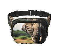 African Elephant Print Men and Women Square Double Layer Waist Bag Workout Crossbody Travel Waist Bag, Black, One Size