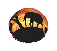 African Elephant Print Shower Cap â€“ Reusable, Double Layer, with Elastic Band â€“ Perfect for Home, Spa, Hotel, and Travel