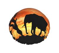 African Elephant Print Shower Essentials Bonnet For Women, Large Washable Elastic Band Bath Hair Wrap Shower Cap