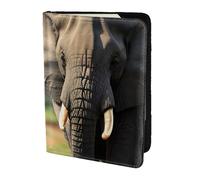 African Elephant Print Stylish Men Women 5.5 Inch Passport Travel Document Wallet For Secure Storag, Black, One Size