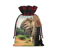 African Elephant Print Xmas Drawstring Gift Bags Reusable Christmas Bags Birthday For Wrapping Needs