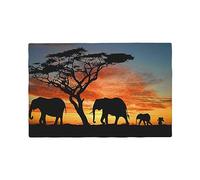African Elephant Printed Linen Place Mats Set Of 4 Pcs - Heat-Resistant And Non-Slip Table Placemats