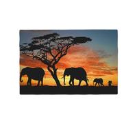 African Elephant Printed Linen Place Mats Set Of 6 Pcs - Heat-Resistant And Non-Slip Table Placemats