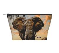 African Elephant Printed Travel Makeup Bag Trapeze Cosmetic Bag Makeup Case Toiletry Bag Organiser for Women