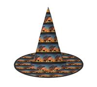 African Elephant Printing 2 Pack Halloween Hat Soft Witch Hats For Carnivals Masquerades Space Saving Caps