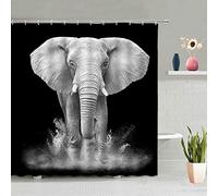 African Elephant Shower Curtain Grey Wild Animal Elephants Safari Large Powerful Animals Africa Wildlife Boys Girls Men Zoo Black Gray Bathroom Curtain Sets Polyester Fabric with Hooks 70 X 70 Inch