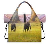 African Elephant Sports Duffel Bag for Women Men Elephant Weekend Overnight Bag with Shoe Compartment Shoulder Tote Luggage Bag for Yoga Gym Travel