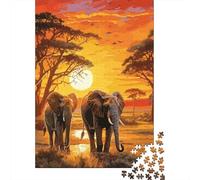 African Elephant Sunset Jigsaw Puzzles for Adults Interesting Puzzles 1000 Piece Educational Games Home Decoration Gifts 38x26cm/1000pcs