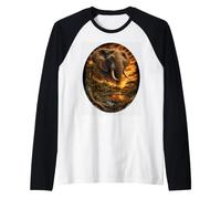 African Elephant Sunset Wildlife Art Safari Elephant Raglan Baseball Tee