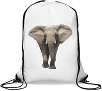 African elephant wild animal art Gym Sack Casual Drawstring Bag White