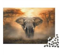 African Elephant-wild Safari Scene Year in Pictures 1000 Piece with High Definition Print Jigsaw Puzzles As An Ultra Difficult Puzzle for Travel Jigsaw Puzzle 70x50cm/1000pcs