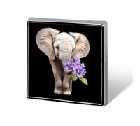 African Elephant with Violet Flower Funny Lapel Tie Pin Buttons Brooch Badge Pin Clothes Hat Accessories for Men Women