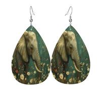 african elephant Women's Teardrop Leather Earrings - Lightweight PVC Dangle Earrings, 925 Silver Hooks, Double-Sided Prints | Hypoallergenic Gift