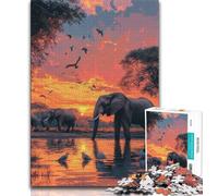 African Elephants 1000 Piece Jigsaw Puzzles for Adults Gifts,Help The Brain Exercise Addictive Toys to Cultivate Patience Great Gift 50x75cm