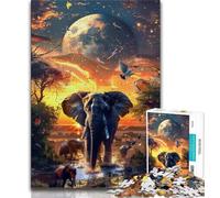 African Elephants 1000 Pieces Jigsaw Puzzles for Adults And Teens,Help The Brain Exercise Addictive Toys to Cultivate Patience Great Gift 38x26cm