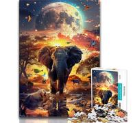 African Elephants 1000 Pieces Jigsaw Puzzles For Teens And Adults,Stress Reliever Difficult Challenge Unique Home Decor And Gifts 50x75cm