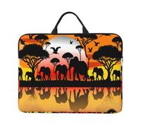 African-Elephants-At-Sunset 14-Inch Laptop Case, Portable Laptop Computer Sleeve With Zipper Closure