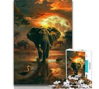 African Elephants Jigsaw Puzzles for Adults Teenagers Jigsaws Puzzle,Help The Brain Exercise Addictive Toys to Cultivate Patience Parent-child Interaction (50x75cm)