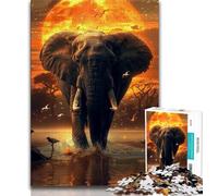 African Elephants Jigsaw Puzzles for Teenagers 1000 Piece Puzzle,Decompressing Intellectual Educational Toy Secret Santa Gifts 38x26cm