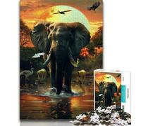 African Elephants Jigsaws 1000 Pieces for Teenagers,Family Game Stress Reliever Difficult Challenge Gifts for Friends And Family (38x26cm)