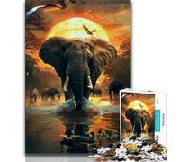 African Elephants Jigsaws Puzzles 1000 Pieces for Teenagers Gifts,Decompressing Intellectual Educational Toy Birthday Present,Gifts,Wall Art (75x50cm)