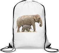 African Elephants Mother and Child Gym Sack Casual Drawstring Bag White