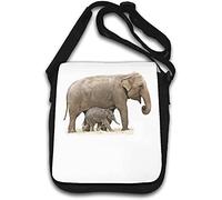 African Elephants Mother and Child Shoulder Bag White
