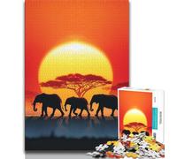 African Elephants Puzzles 1000 Pieces for Adults,Challenging To Complete But Fun And Humorous Educational Game for Birthday (75x50cm)