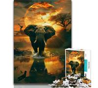 African Elephants Puzzles for Adults Teens 1000pc Puzzle,Help The Brain Exercise Addictive Toys to Cultivate Patience Parent-child Interaction (75x50cm)